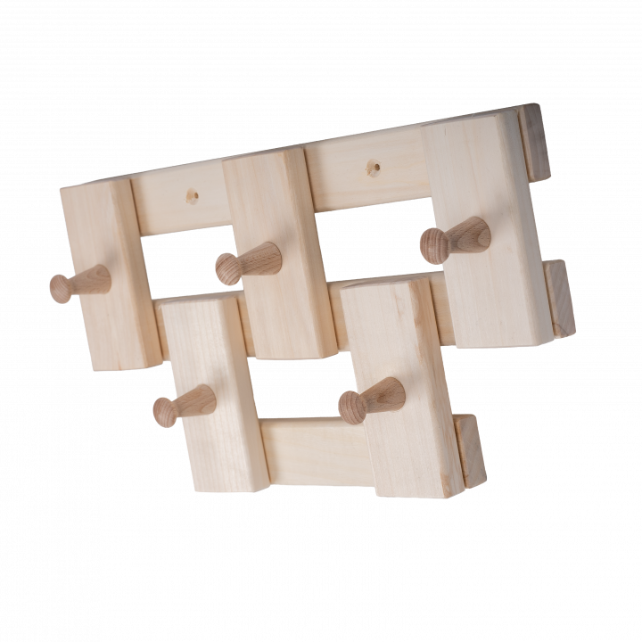 Kleiderbügel aus Lindenholz mit 5 Haken