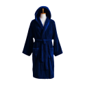Bademantel mit Kapuze aus Baumwollvelours, blau - 1