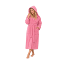 Bademantel mit Kapuze aus Baumwollvelours, rosa - 0