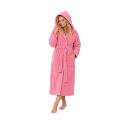 Bademantel mit Kapuze aus Baumwollvelours, rosa 
