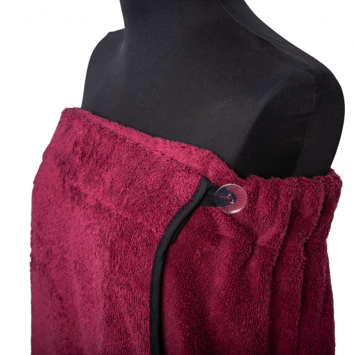 Geschenkset in einer Geschenkbox für SIE. Saunahaube und -schürze für Damen – BURGUNDER