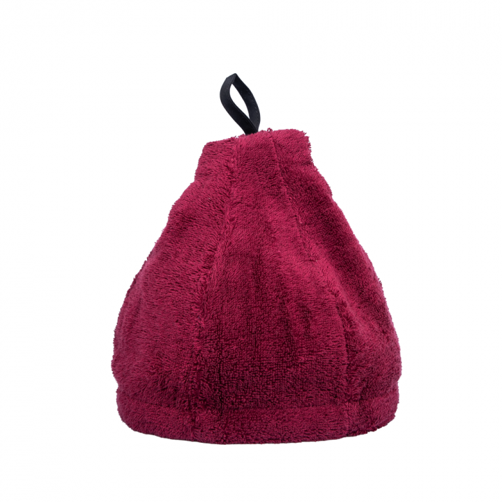 Geschenkset in einer Geschenkbox für SIE. Saunahaube und -schürze für Damen – BURGUNDER