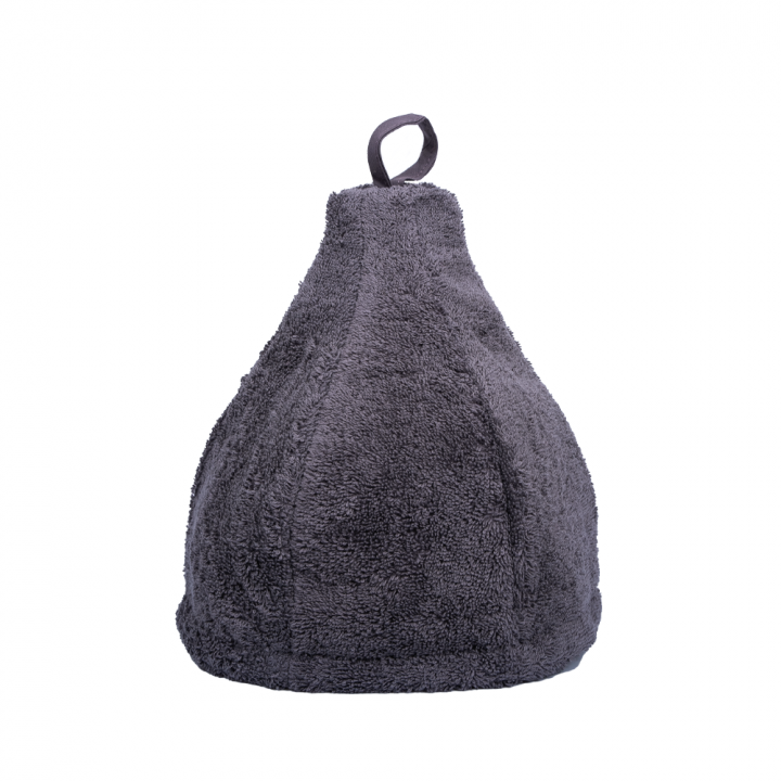 Geschenkset in einer Geschenkbox für IHN. Saunahaube und -schürze für Herren – GRAU