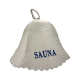 Saunahut – SAUNA, mit blauer Schrift