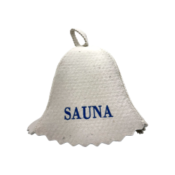 Saunahut – SAUNA, mit blauer Schrift 