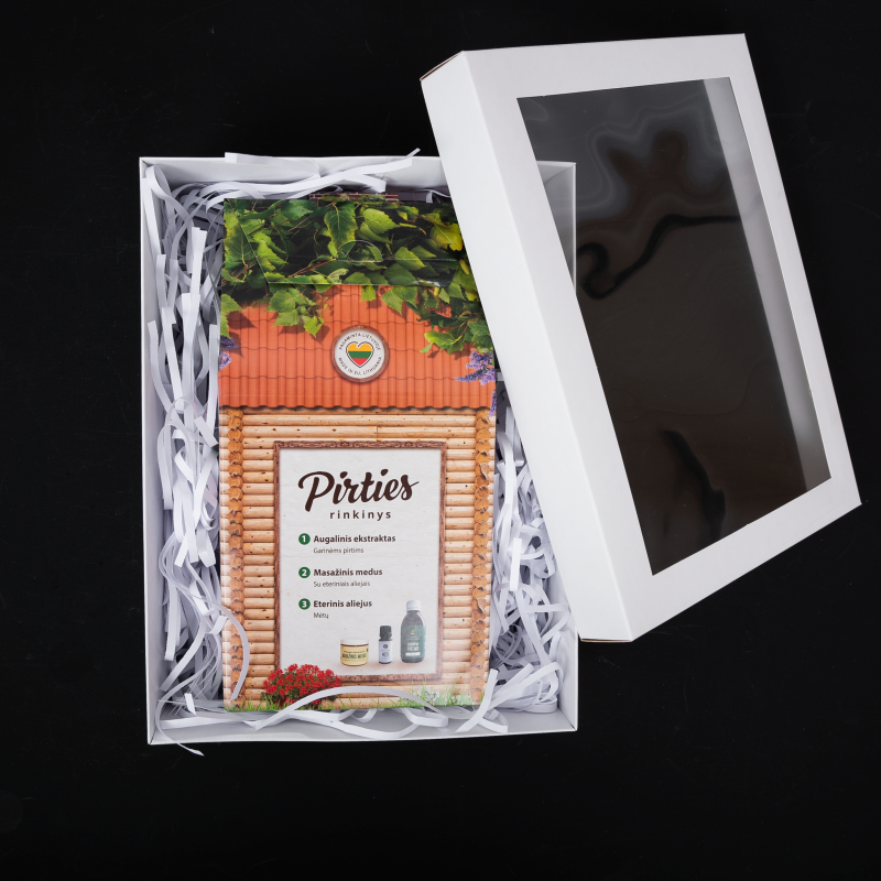 SAUNA-SET im Geschenkkarton. Ätherisches Eukalyptusöl, Massagehonig UND ätherisches Minzöl