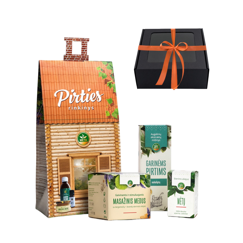 SAUNA-SET im Geschenkkarton. Ätherisches Eukalyptusöl, Massagehonig UND ätherisches Minzöl