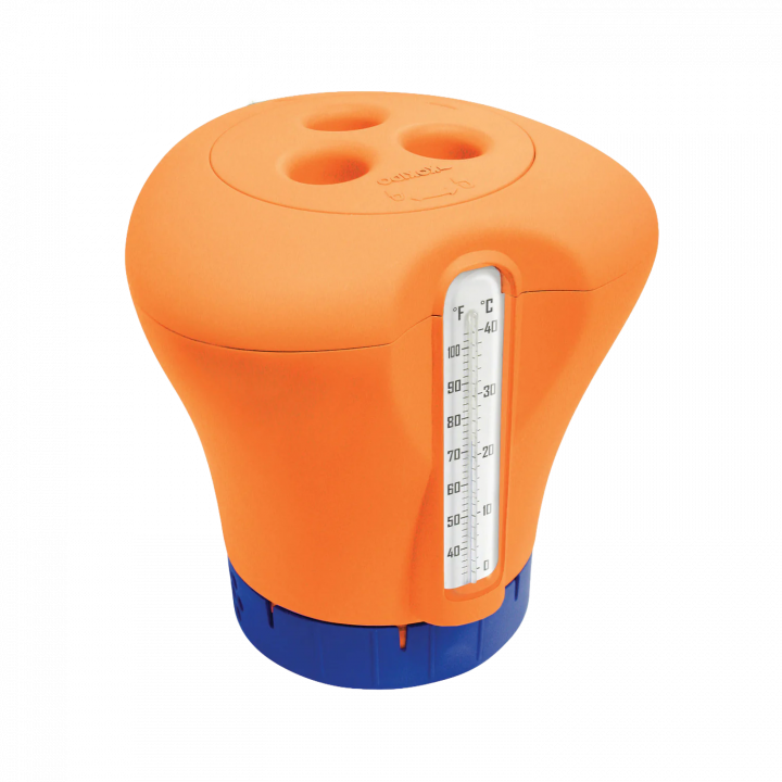 Schwimmender Spender mit Thermometer, orange