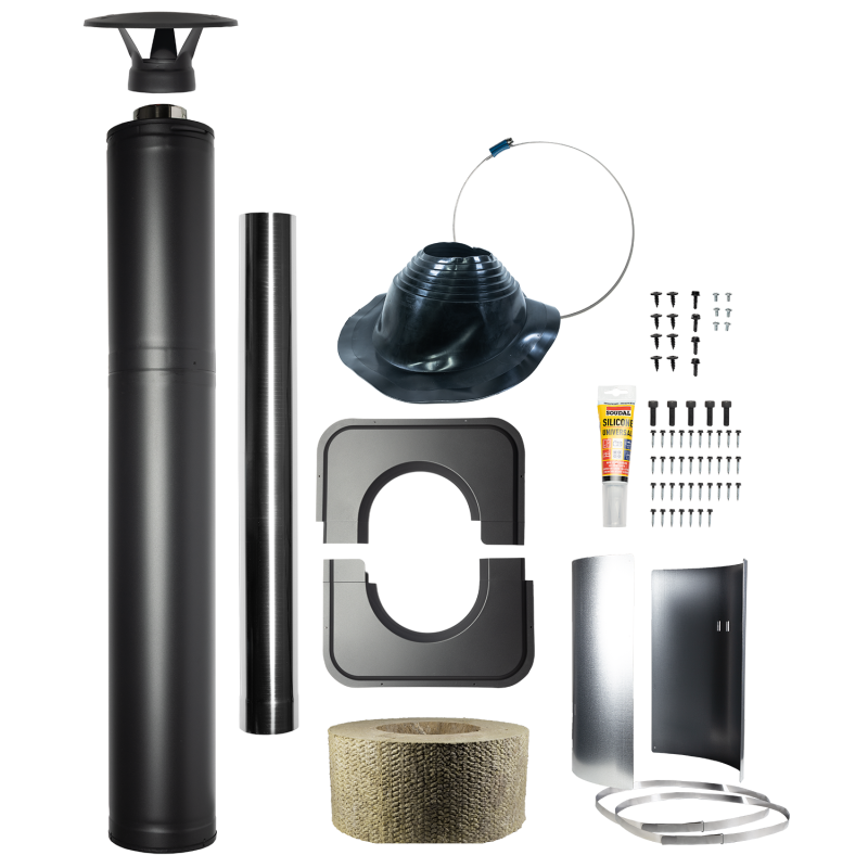 Isoliertes Kaminset aus Stahl - HARVIA, schwarz