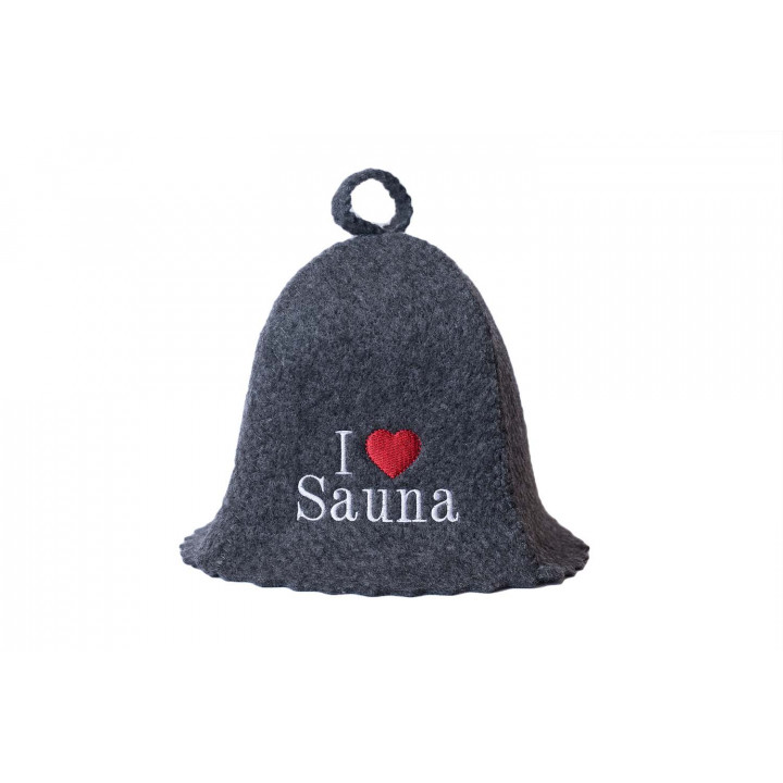 Saunahut - I love sauna, grau