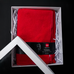 Handtuch in Geschenkbox, HARVIA, 70 x 140 cm, rot 