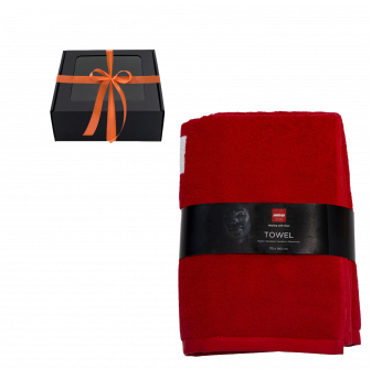Handtuch in Geschenkbox, HARVIA, 70 x 140 cm, rot
