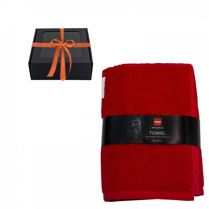 Handtuch in Geschenkbox, HARVIA, 70 x 140 cm, rot