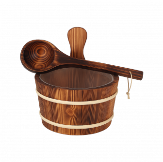 SAUFLEX Holzeimer und Schöpfkelle 4 l, Espe gebranntes Holz