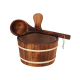 SAUFLEX Holzeimer und Schöpfkelle 4 l, Espe gebranntes Holz