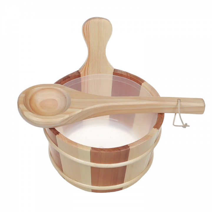 SAUFLEX Holzeimer und Schöpfkelle 4 l, Kiefer, Zeder