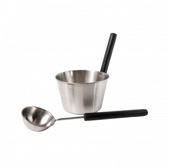SAUNIA Eimer und Schöpfkelle Edelstahl Set 4 l