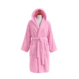 Velours-Bademantel mit Kapuze, rosa 