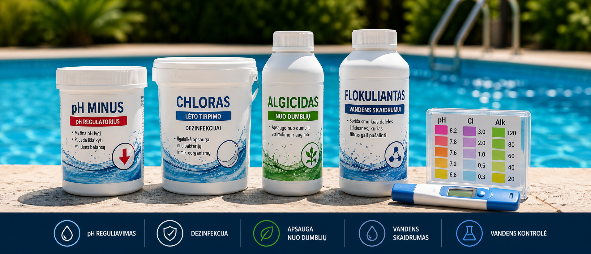 5 unverzichtbare Poolchemikalien