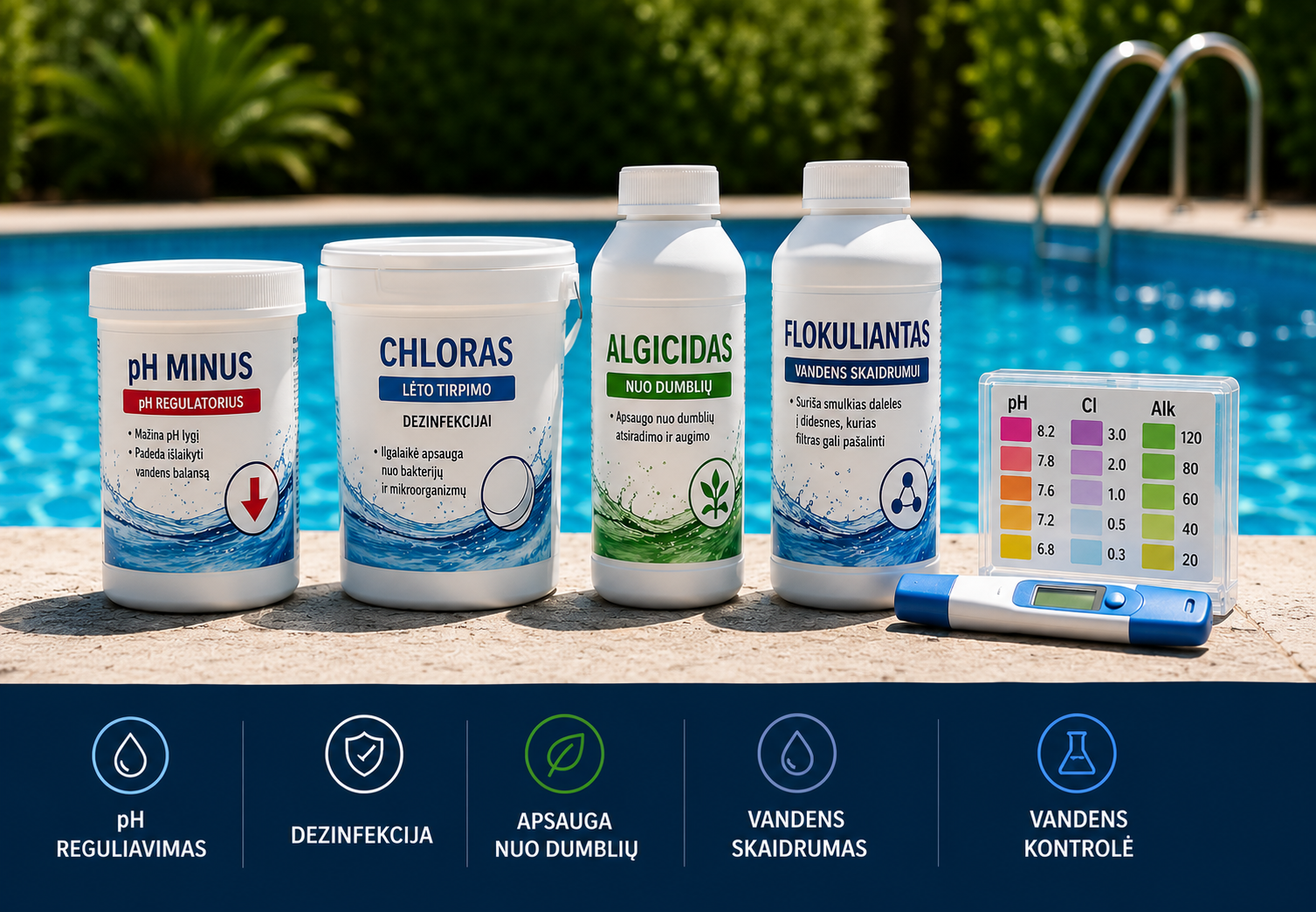 5 unverzichtbare Poolchemikalien