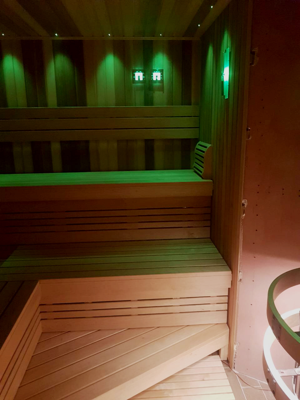 Sauna aus Erlen- und kanadischem Zedernholz